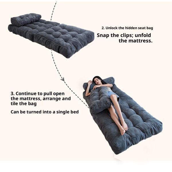Single Seat Foldable Sofa Beds Convertible Sleeper Chair Compressed Sofa Square Modern Living Room Lounge Lazy Floor Sofa