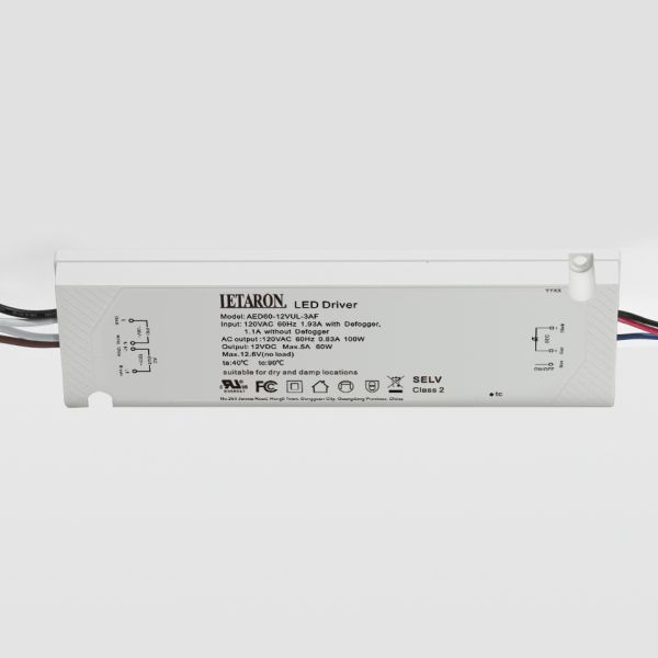 Super Slim Constant Voltage 60W Driver for Integrated Furniture Lighting Over Current Protected 60W UL LED Power Supply with Defogger Relay Control