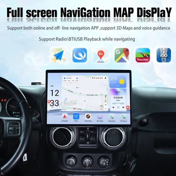 GPS Navigation Wrangler Jeep Radio Upgrade Auto Stereo 2011-2017 Multimedia Player