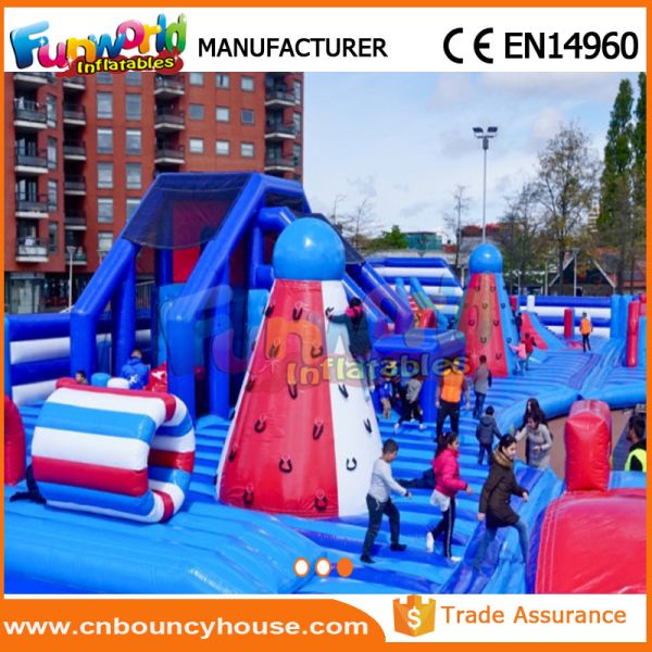 Blue And White Combo Pvc Inflatable Bounce House For Children ROHS