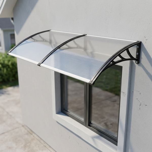 Wall-mounted Polycarbonate canopy built for window awning projects delivering effective sunshade and sturdy construction