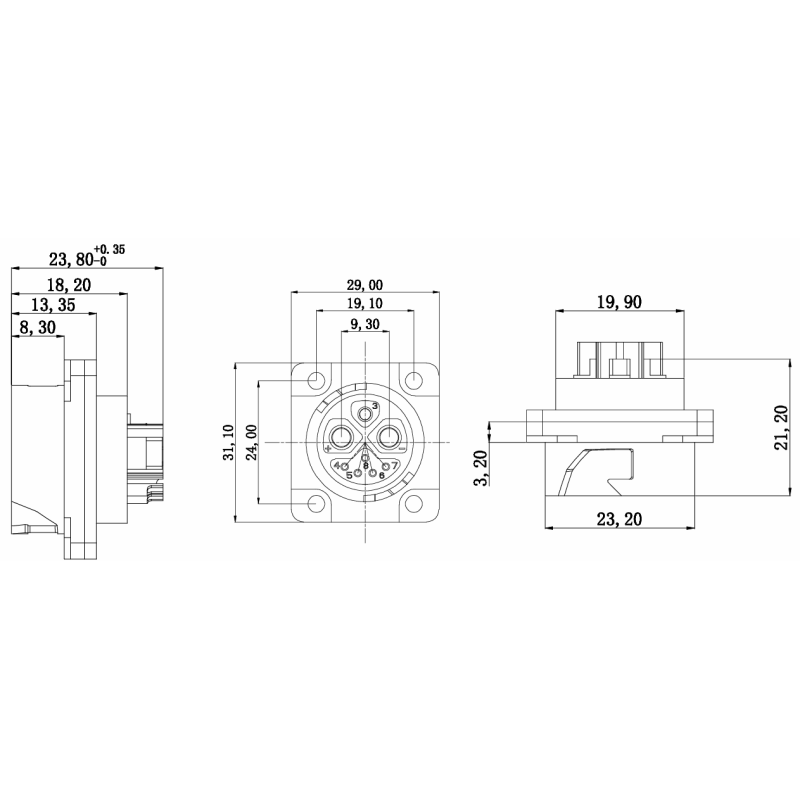2+1+5-Pin Power Connector — Waterproof Plug and Socket Specifically for Electric Scooters