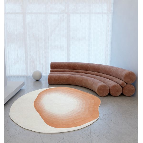 210*65cm Red Curved Cloth Sofa Clean Lines Nailhead Accents