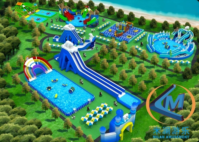 Customized Movable Inflatable Water Park Slide Suitable For Outdoor