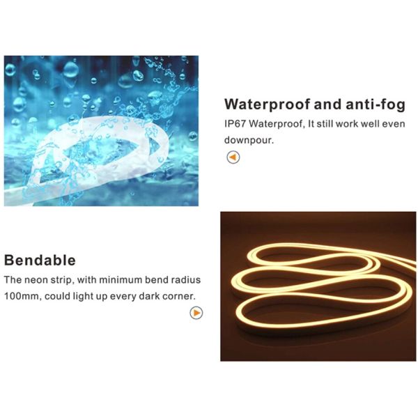 Waterproof NEON LED Strip IP67 Flexible Led Neon Rope 19.2 Watts Input Power
