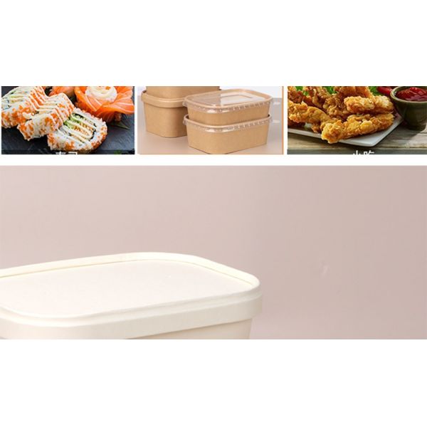 Square Kraft Paper Soup Bowl Recycled Matt Laminated Customized