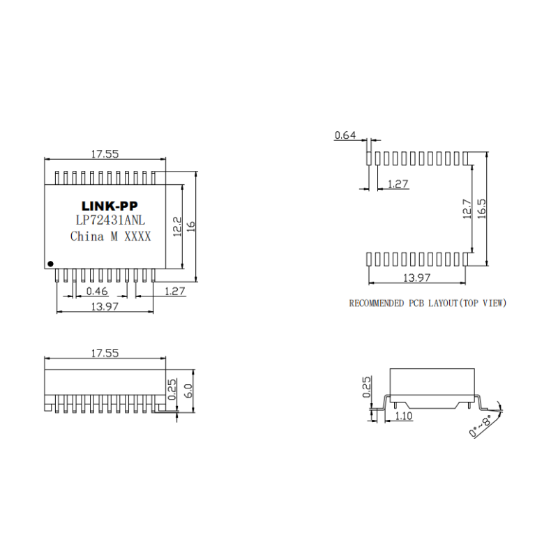 LP72431ANL 10GBASE-T Transformer Module for PoE++ IEEE 802.3bt
