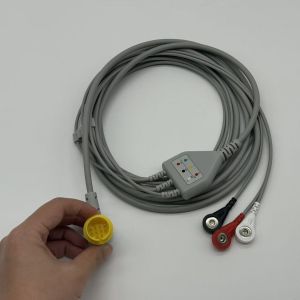 Lifegain CU-HD1 12Pin One Piece ECG Cable 3 Leads AHA Snap