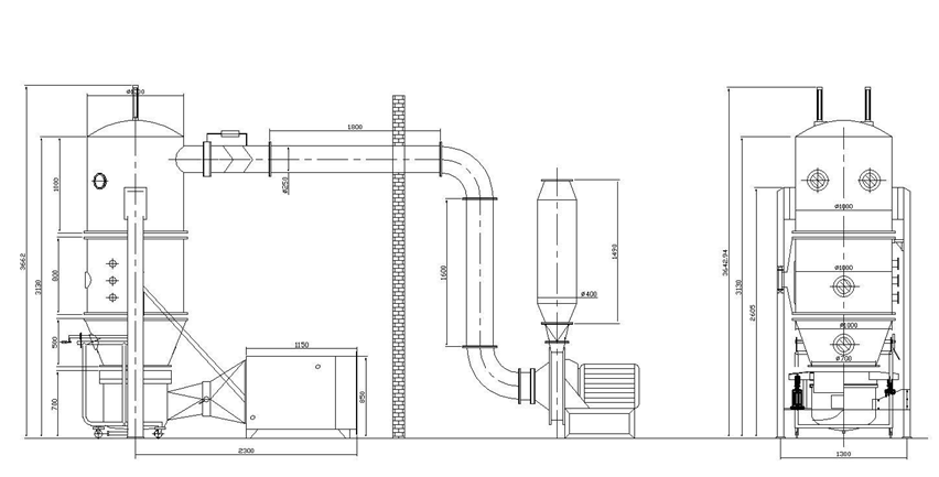 Vertical Fluid Bed Dryer for Sea Salt Powder Particle Drying in 3850*800*2300mm Size