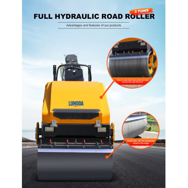 Road Roller 3 Ton Double Drum Vibratory Road Roller Compactor Roller for Asphalt Road Construction