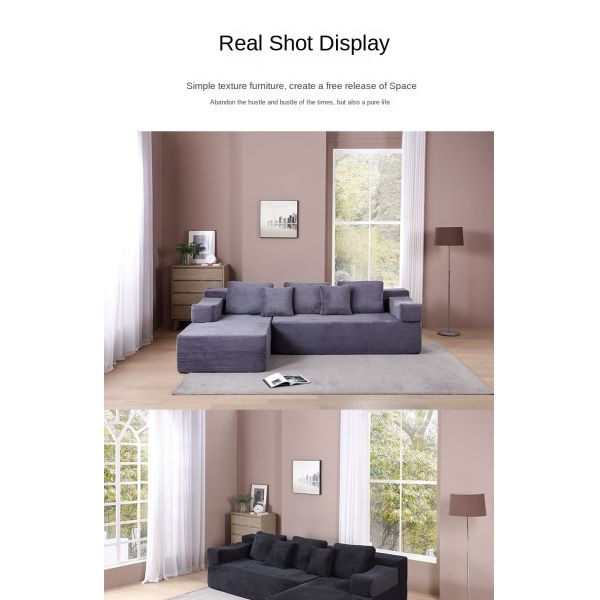 Italian High Density Sponge Compressed L-Shaped Modular Sectional Sofa Upholstered Living Room Apartment