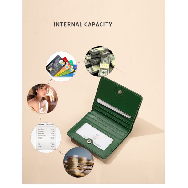 Low MOQ Mix Models Genuine Leather Wallet with RFID Blocking and Zipper Front Pocket