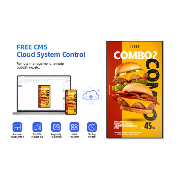 Wall Window Full Color LCD Digital Menu Board Animation Advertising Hanging Ceiling