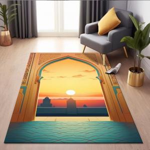 China Special Arabic Printed Worship Mat National Style Prayer Floor Carpet Rug Polyester Fiber on sale