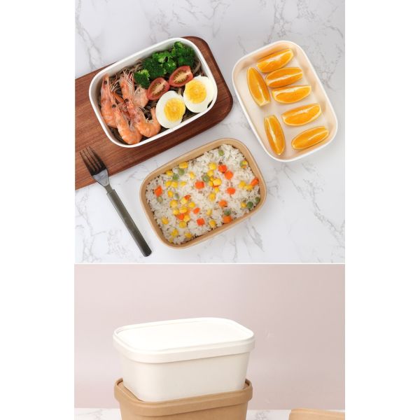 Square Kraft Paper Soup Bowl Recycled Matt Laminated Customized