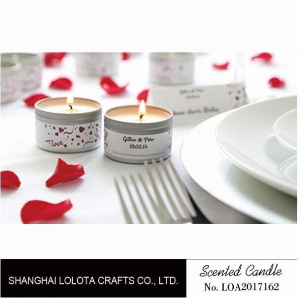 Quality Silver And Golden Color Beautiful Scented Candles , Soy Wax Small Tin Candles for sale