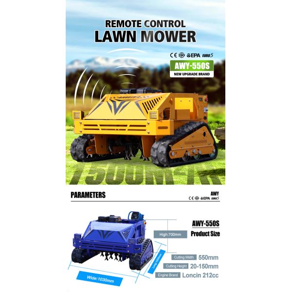 All-Terrain Diesel Flail Mower Remote Control Crawler Agricultural Use DIY Industrial Self Propelled High Efficiency