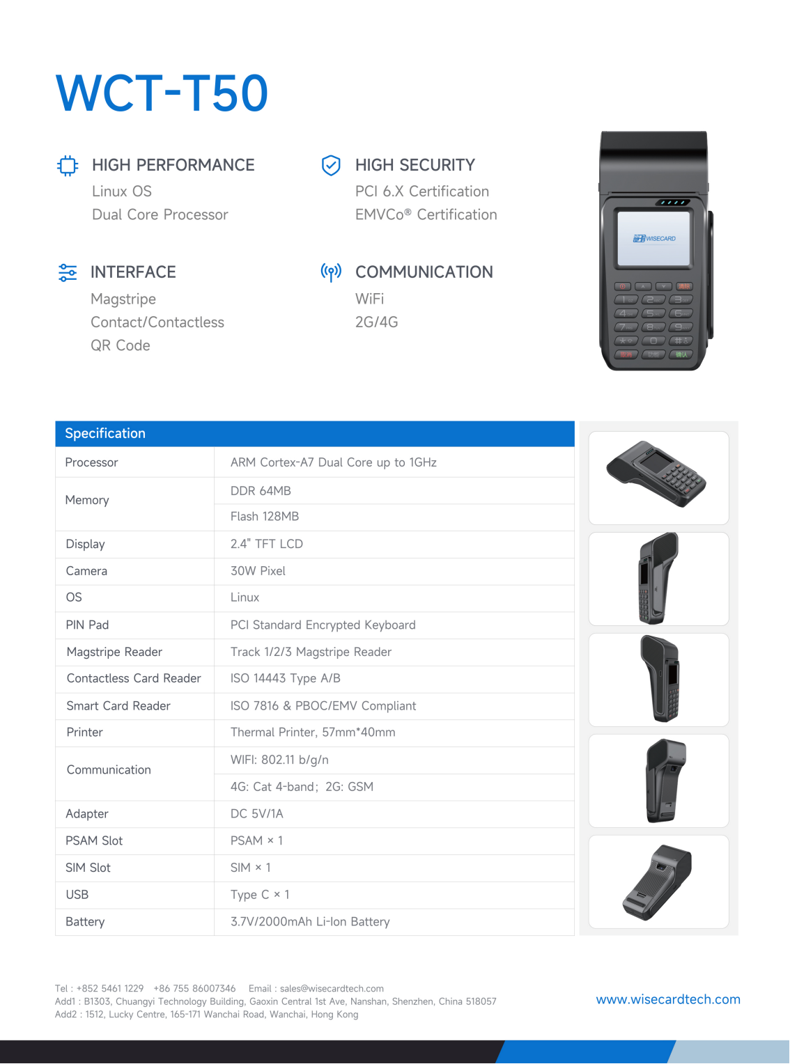 5800mAh Payment Linux POS Terminal 5.5in 8M Pixel Portable Android Mobile POS