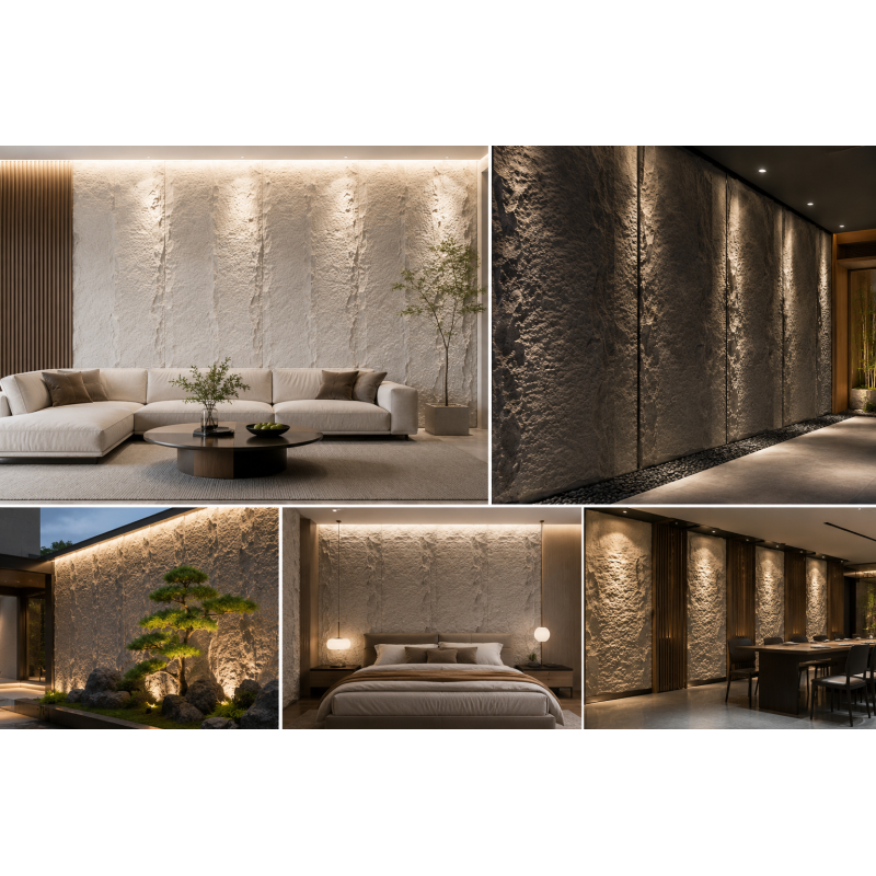 Modern PU Stone Mushroom Texture Polyurethane Wall Panel Easy Install For Exterior Cladding