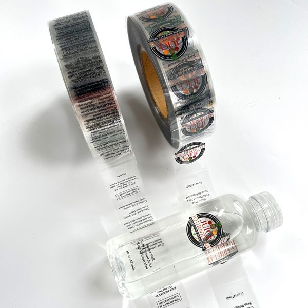 Custom Personalized Transparent Water Label Roll Sticker Self-adhesion Clear Water Juice Bottle Packaging Label Sticker