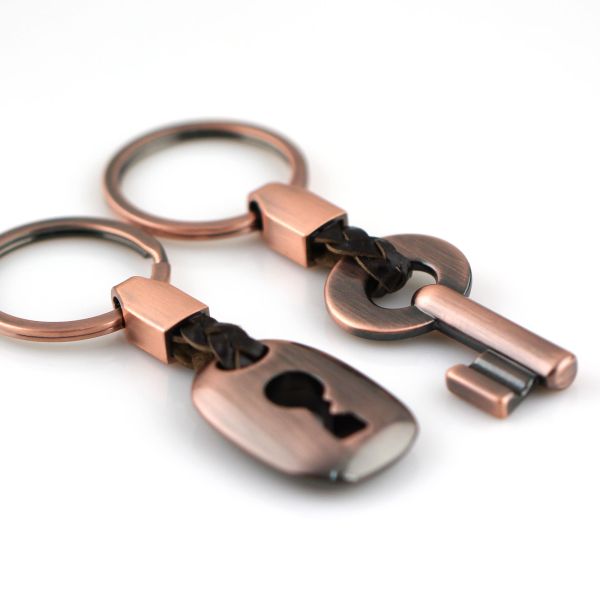 Creative Lock Key Matching Leather Couple Keychain Kit Key & Lock Keyring Key Chains Lover Fashion Jewelry
