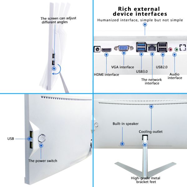 Intel Processor 23.8 inch Desktop Computer Motherboard Full Set for 2021 Fashion Design