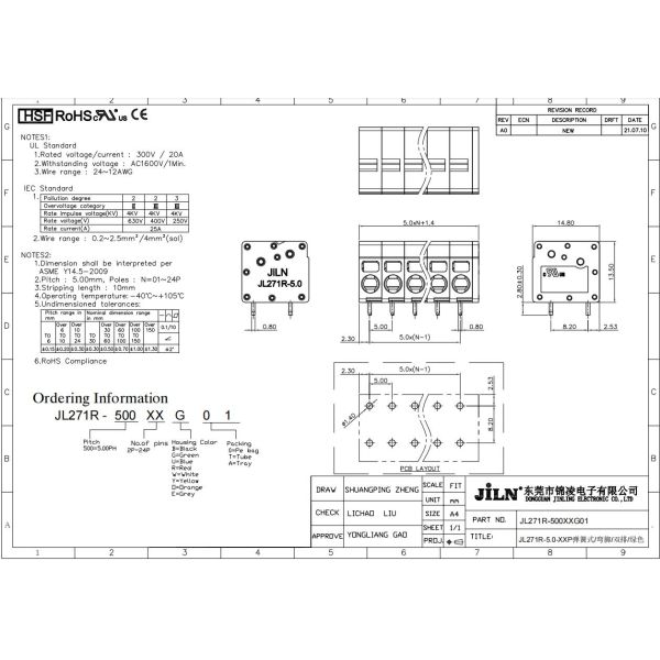 5.08mm Pitch Terminal Block Connector DIP Type Dual Row 2P To 24P