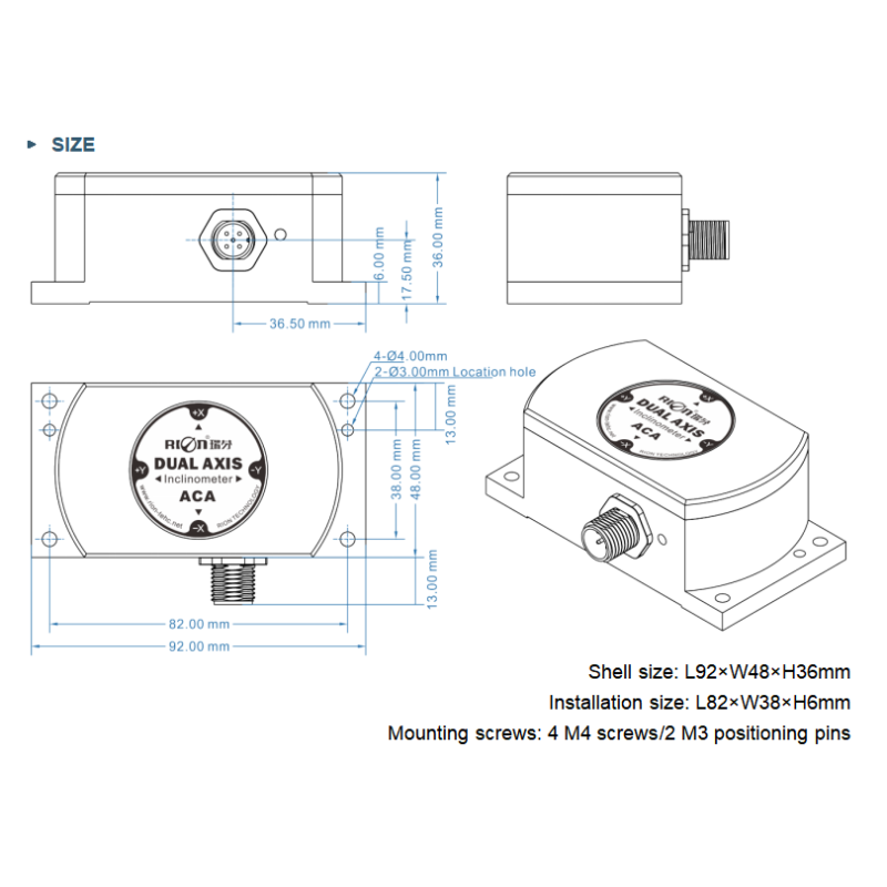 ACA816T Tilt Sensor Inclinometer HCA526T High Accuracy CANopen Angle Meter