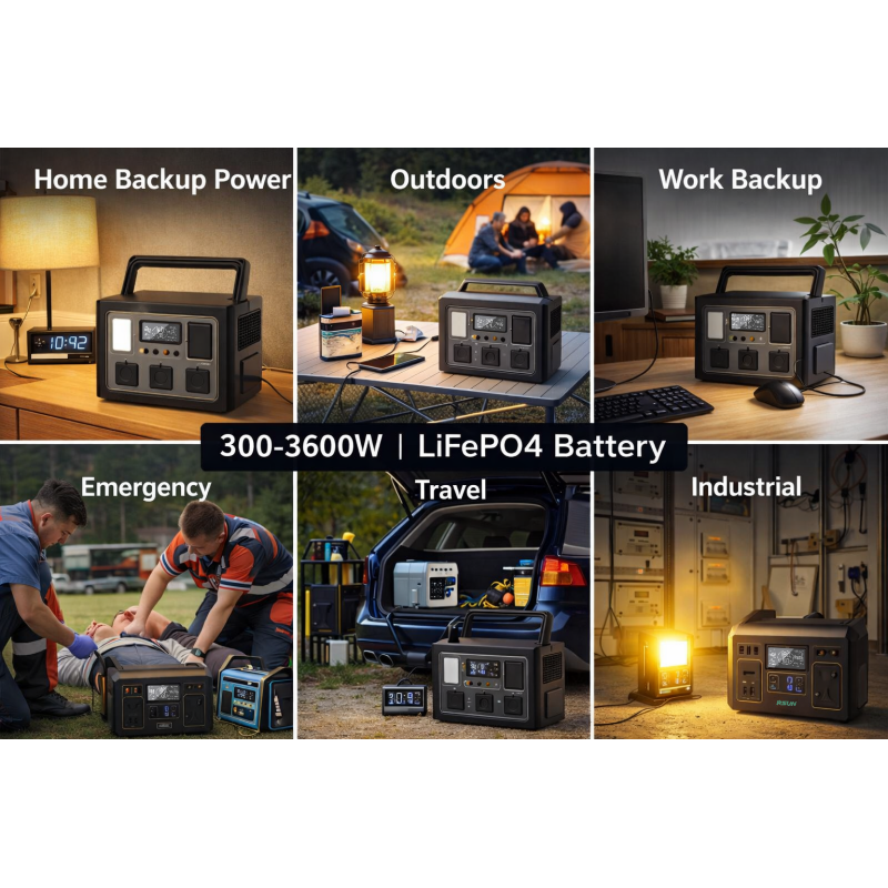 1000W Portable Power Station LiFePO4 Solar Generator with UPS Function LCD Bluetooth
