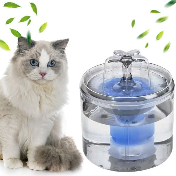 2.6L Fully Transparent Eco-Friendly Silent Charge Rounded Water Dispenser Stylish Plastic Automatic Pet Cat Dog Bowls Feeders