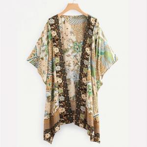 Wholesale Rayon Cotton Peacock Print Oversize Kimono For Women from china suppliers