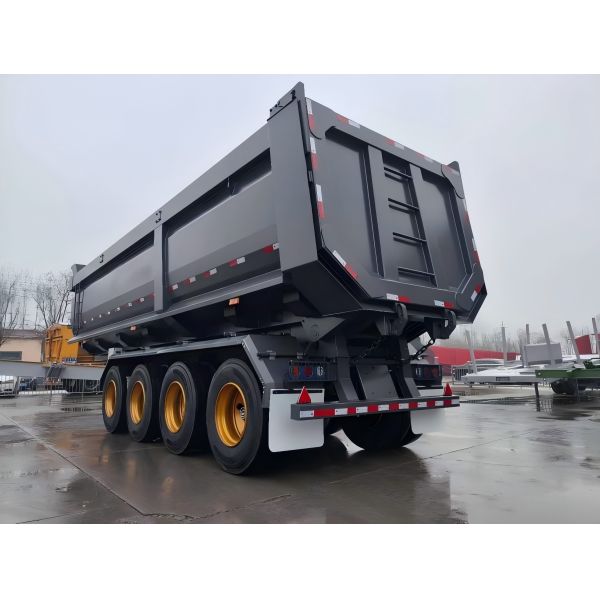 4 Axle 60 ton transport coal ore sand bauxite manganese marble rock steel building material end dump back Tipper Semi Trailer