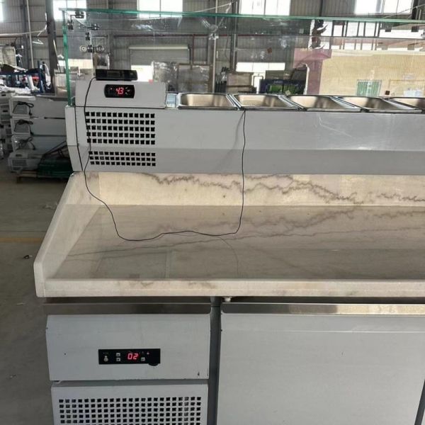 Big Size Pizza Prep Table Marble Top Dual-Temperature Display Refrigerator Workbench for Restaurant Kitchen