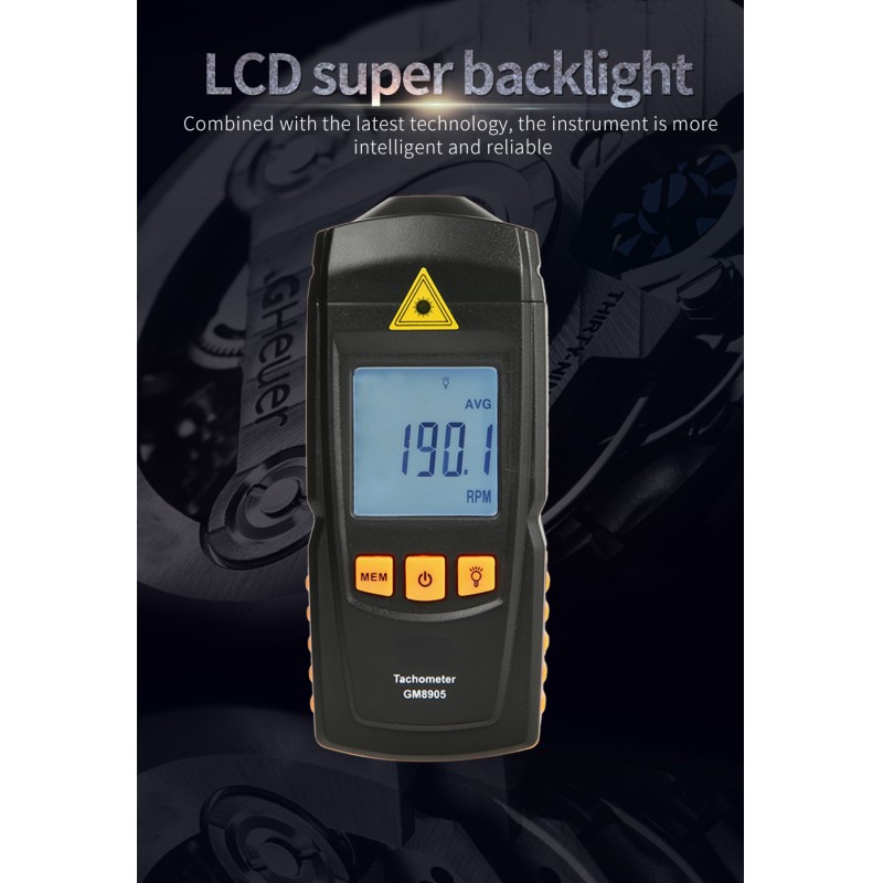 GM8905 Laser Tachometer , 50-500mm Detection