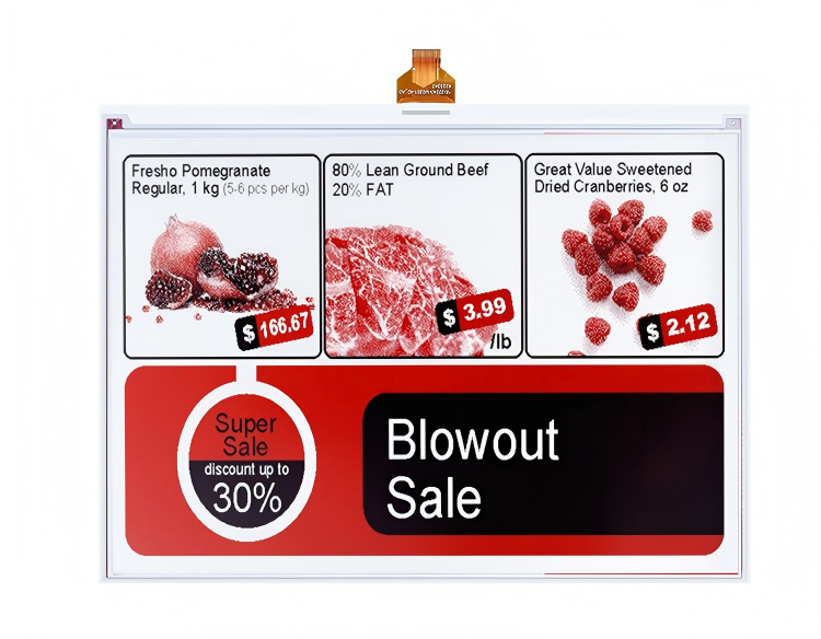 13.3 Inch E Paper Display 960×680 Resolution Black / White / Red 3 Color E Ink Display