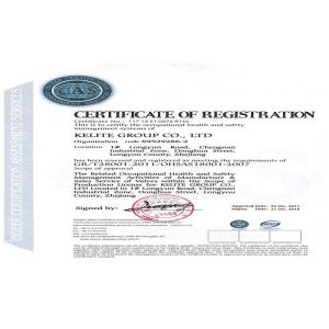 Kelite Group Co., Ltd Certifications