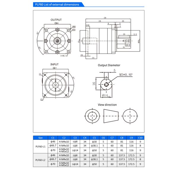 Lichuan Planetary Reducer Gearbox 4 to 1 4:1 PLF60 60mm Frame Size High Precision High Torque