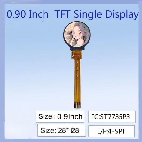0.9-Inch TFT LCD Round Display | 128×128 Resolution, ST7735 Driver Chip, HD Sharp Image, Compact Design for Smart Wearables & Mini Electronic Devices