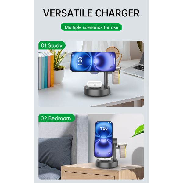 Stylish Qi 2.2 Wireless Charger and Bluetooth 5.2 Speaker Combo Support both Samsung & Apple Devices