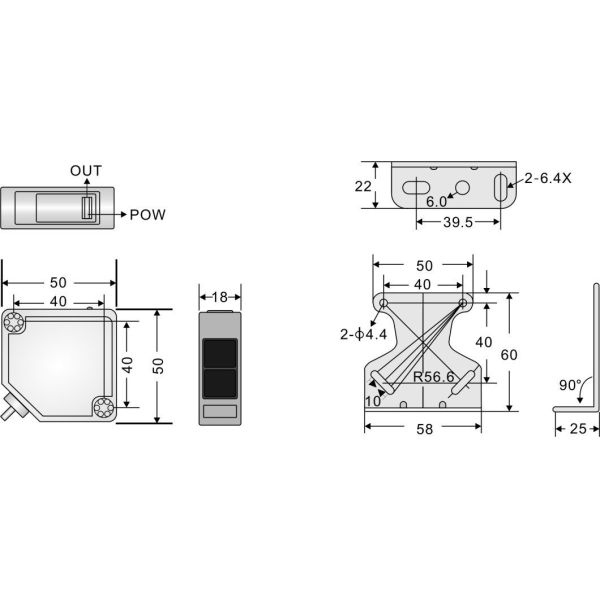 Infrared Reflective Photocell Sensor with 7m Detection Range Used for Door Safety