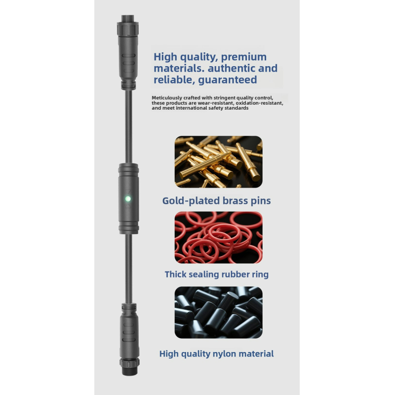 UL94 V-0 Waterproof Electrical Connector with LED Indicator and Operating Temperature -40°C to 105°C