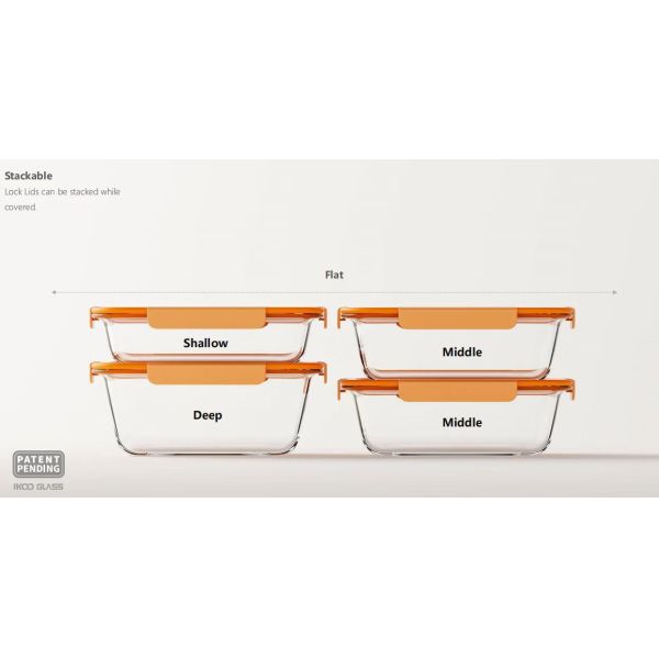 IKOO Nestable Stackable Glass Food Storage Containers with Easy to Clean High Borosilicate Glass