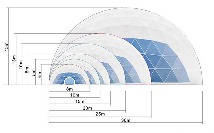 Transparent Geodesic Dome Tent Galvanized Tubes Outside Hotel House Use