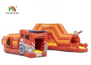 Wholesale PVC 0.55mm 21ft Red Fire Truck Inflatable Obstacle Course For Kids from china suppliers