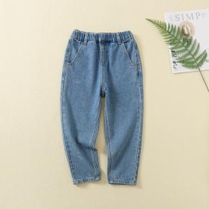 Wholesale New Design Kids Denim Jeans Full Length Black Blue Jeans Boys Elastic Waist Pants Children