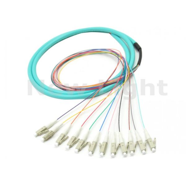 LC OM3 12 Core Multimode Fiber Optic Pigtail with 1.5M Length and Green Color