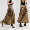 Custom service women clothes latest skirts design gold long pleated skirt for sale