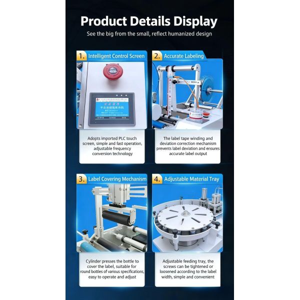 Semi-Automatic Flat Electronic Sticker 3M Adhesive Double-Sided Labeling Machine CH-615H for Cans & Bottles with PLC Core Components