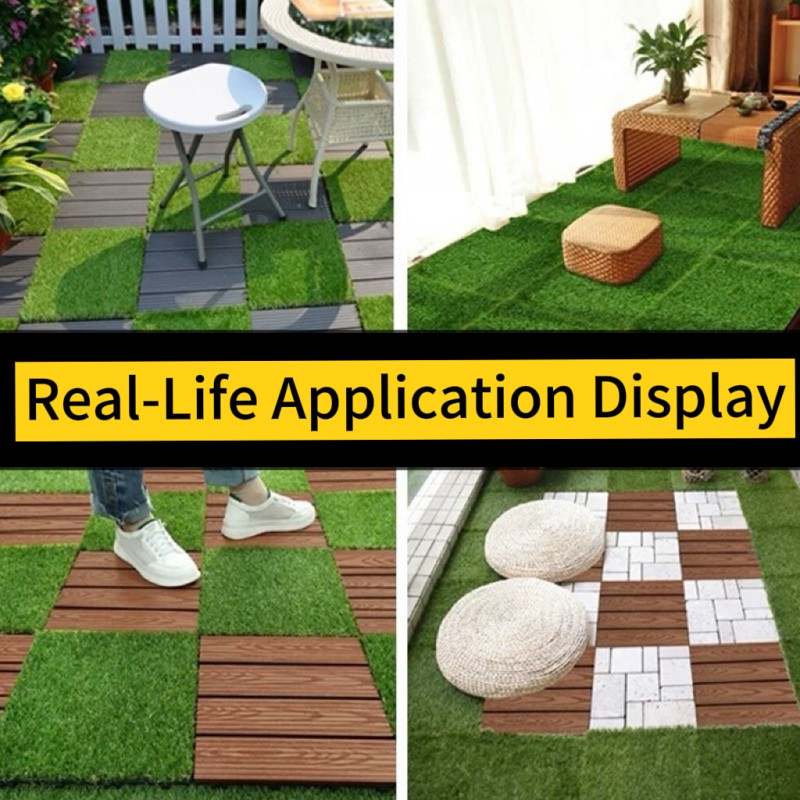 Waterproof High Density Artificial Grass Carpet with Easy Installation Interlocking Lawn Tiles