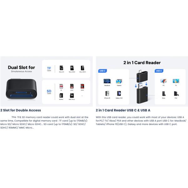 USB3.0 Type C Card Reader 3.0 UHS-I Card Reader With USB C OTG Adapter